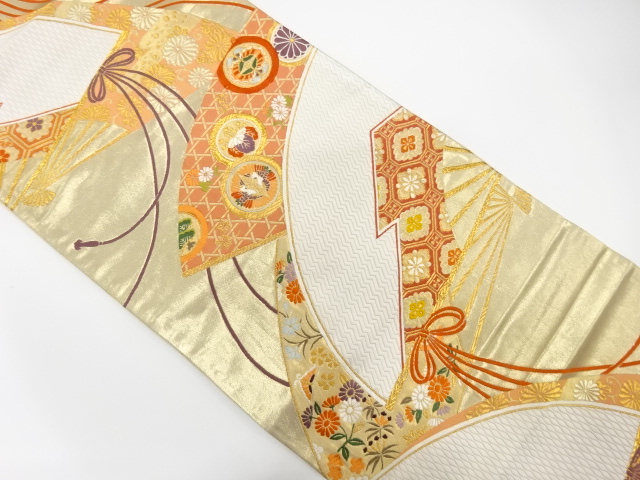 JAPANESE FUKURO OBI / WOVEN FLOWER & BUTTERFLY